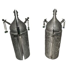 2 Torah FinialToppers Ornate Silver Scroll Holder Case Religious Judaica Gift